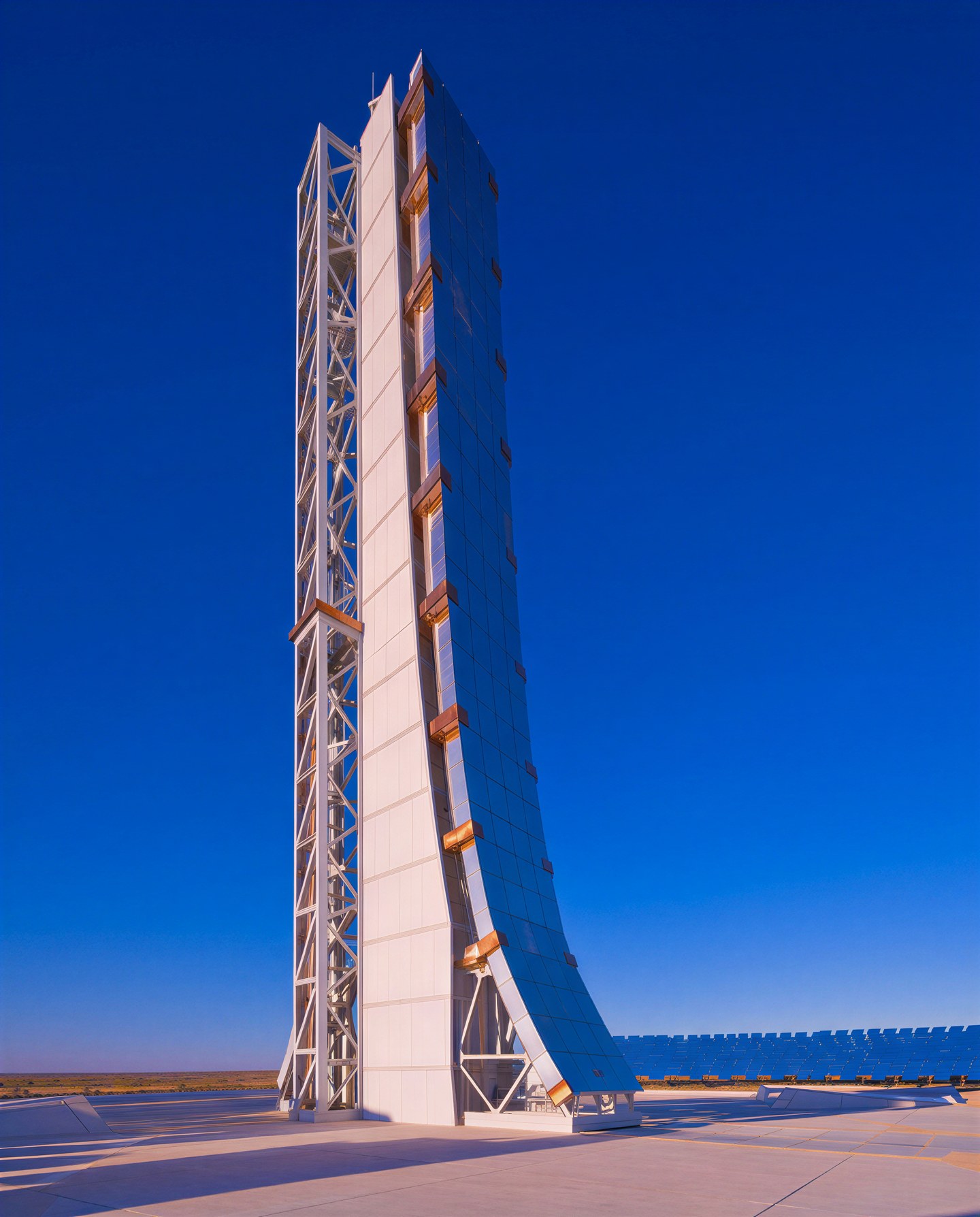 Solar power tower against clear sky